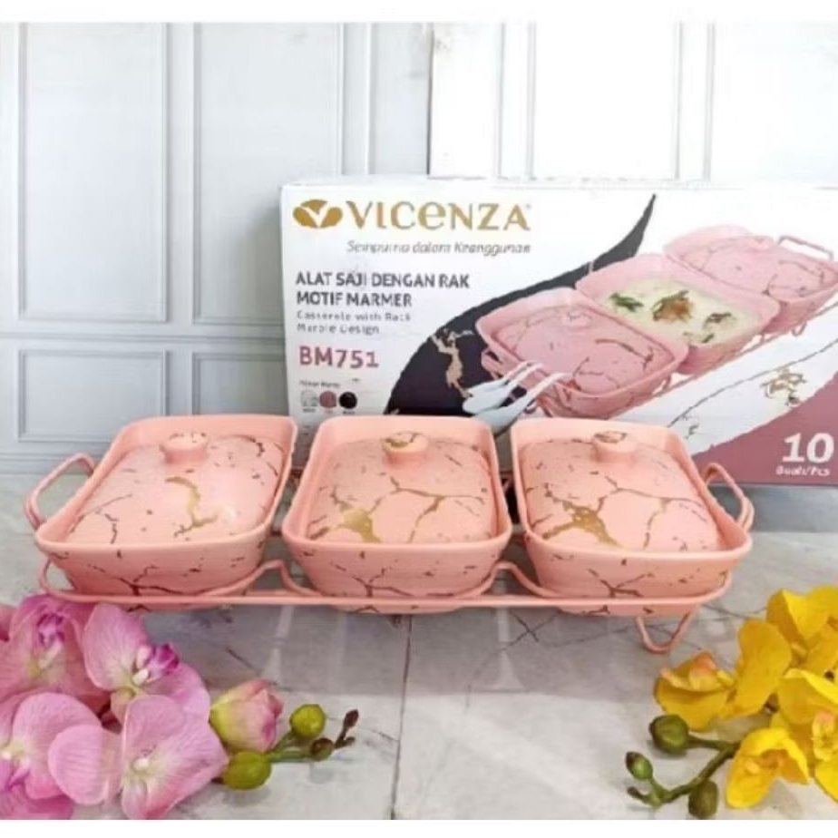 [Packing Kayu] Prasmanan Gandeng Keramik VICENZA Set 3 Pcs