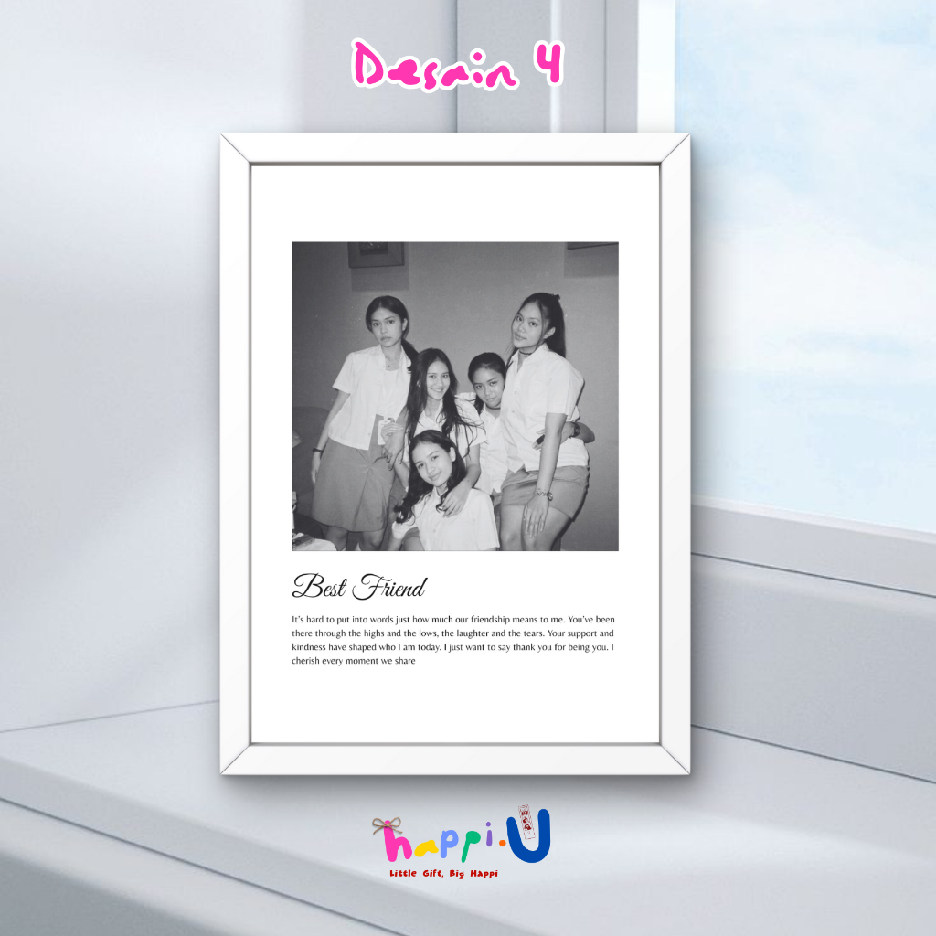 Happi.U Gift Desain 4 - Gift Foto Frame 3D Custom 21x30 A4 | Gift Ideas Bingkai Foto Custom | Kado U