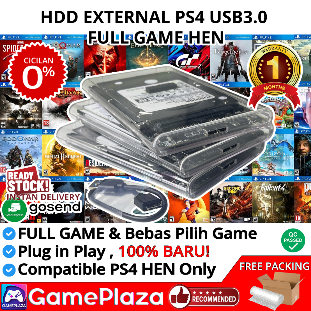 HDD HARDISK EXTERNAL PS4 + GAME HEN 9.00 - 12.52 | PLUG & PLAY | USB 3.0 SUPER CEPAT