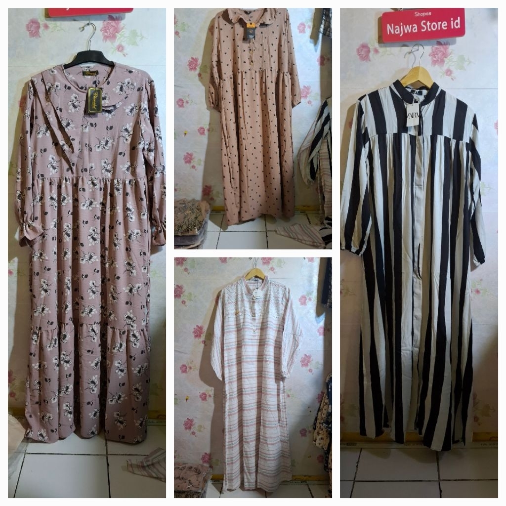 Gamis wanita bahan katun adem dan nyaman sale habiskan stok ori crisdian,zara,clarabel,orifa