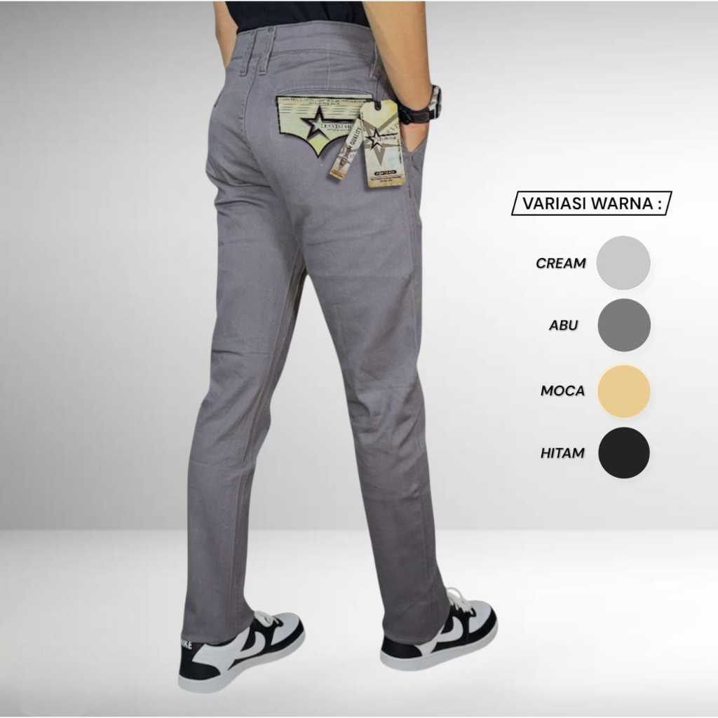Celana Panjang Chino Leevistar Pria//Celana Katun Stretch Slimfit Import Premium//Nyaman Dipakai