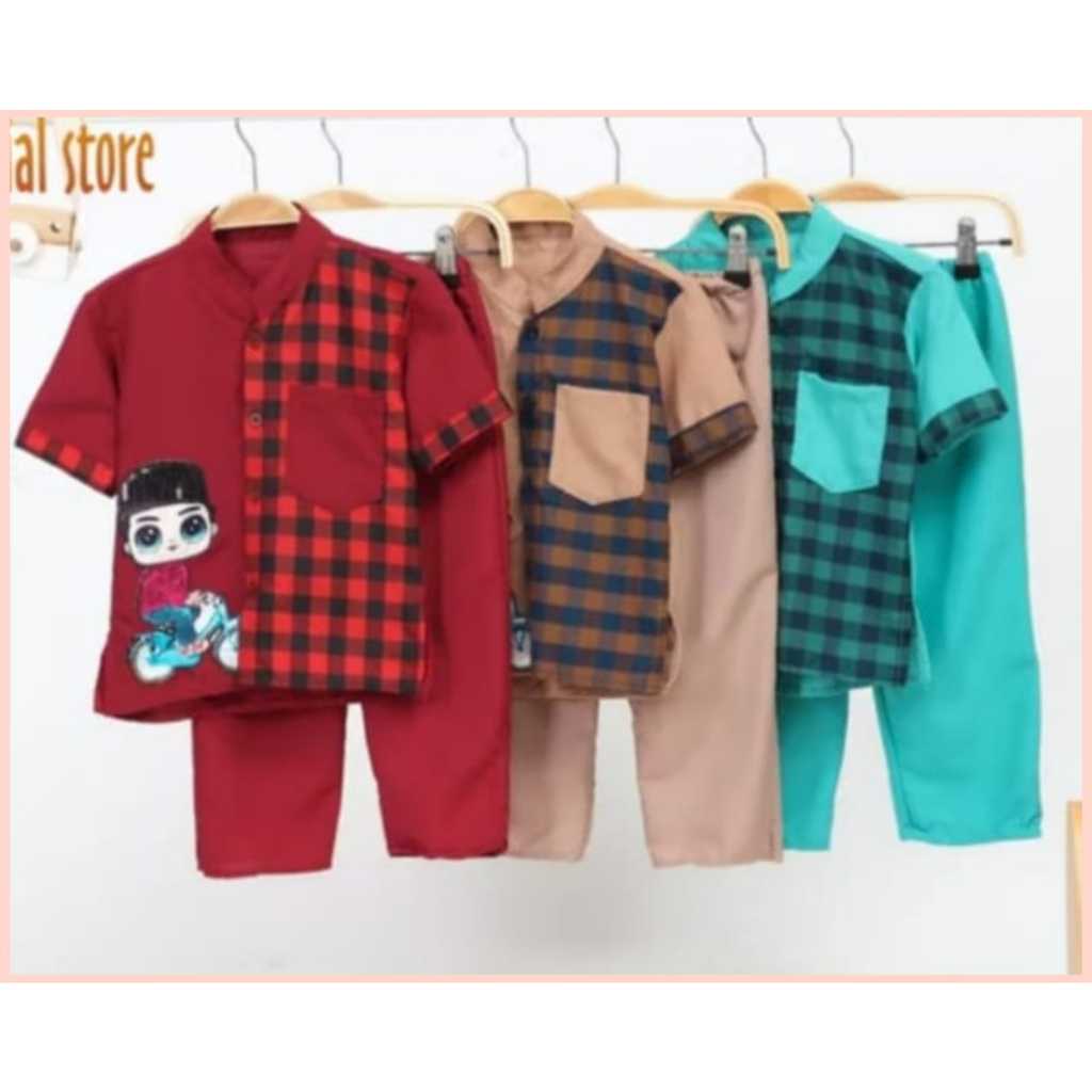Setelan baju koko bayi 6-12 bulan set pakaian anak muslim baju lebaran bagus murah