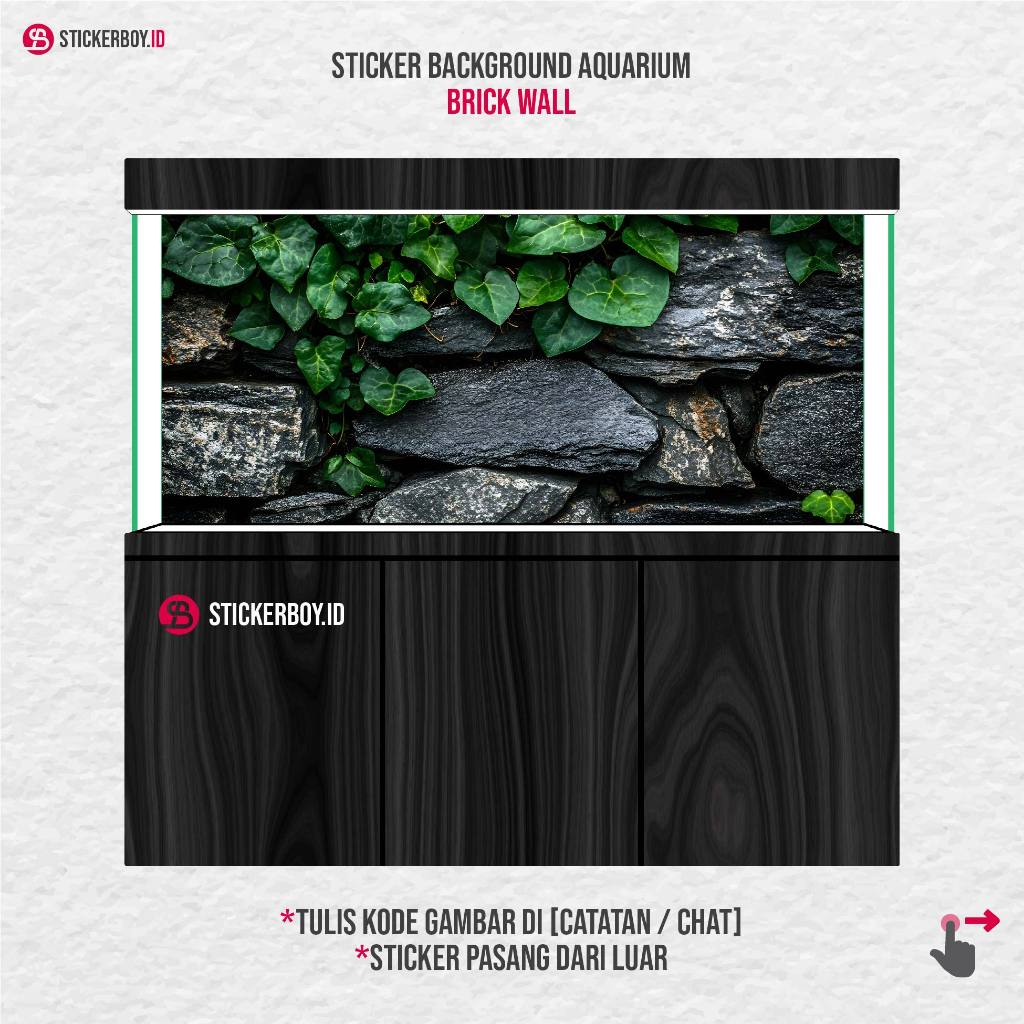Stiker Background Aquarium Motif Dinding Batu  – Wallpaper Aquarium Premium