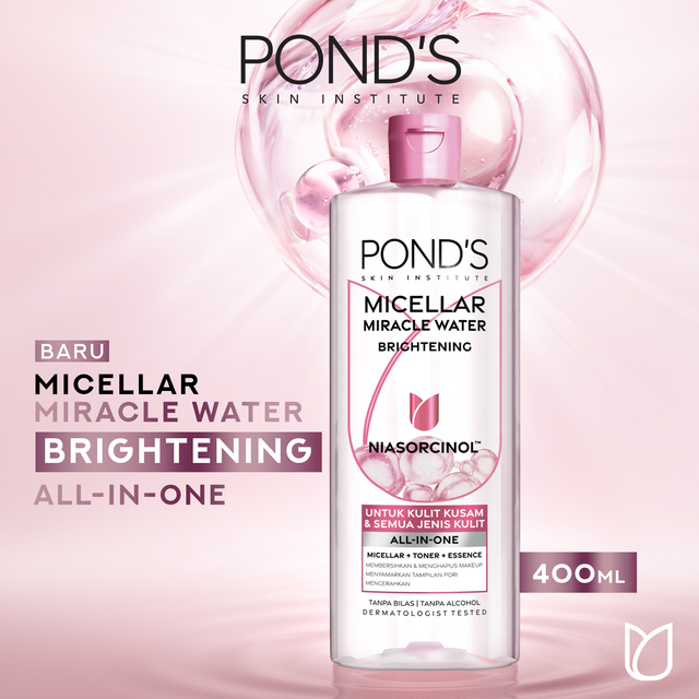 POND's Micellar Miracle Water Brightening 400ML - All in One Micellar Water + Toner + Brightening Es