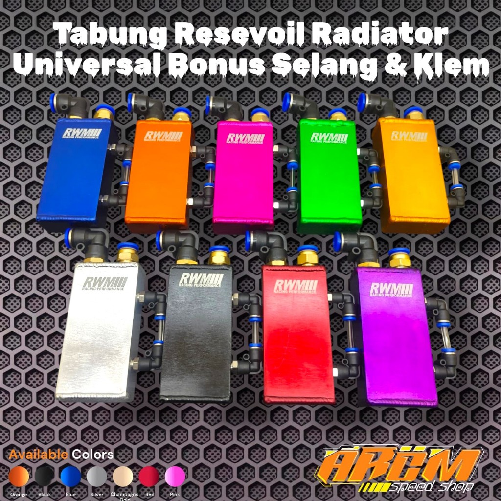 Tabung Air Radiator Kotak Slim Universal Tabung Resevoil Cadangan Air Radiator CNC