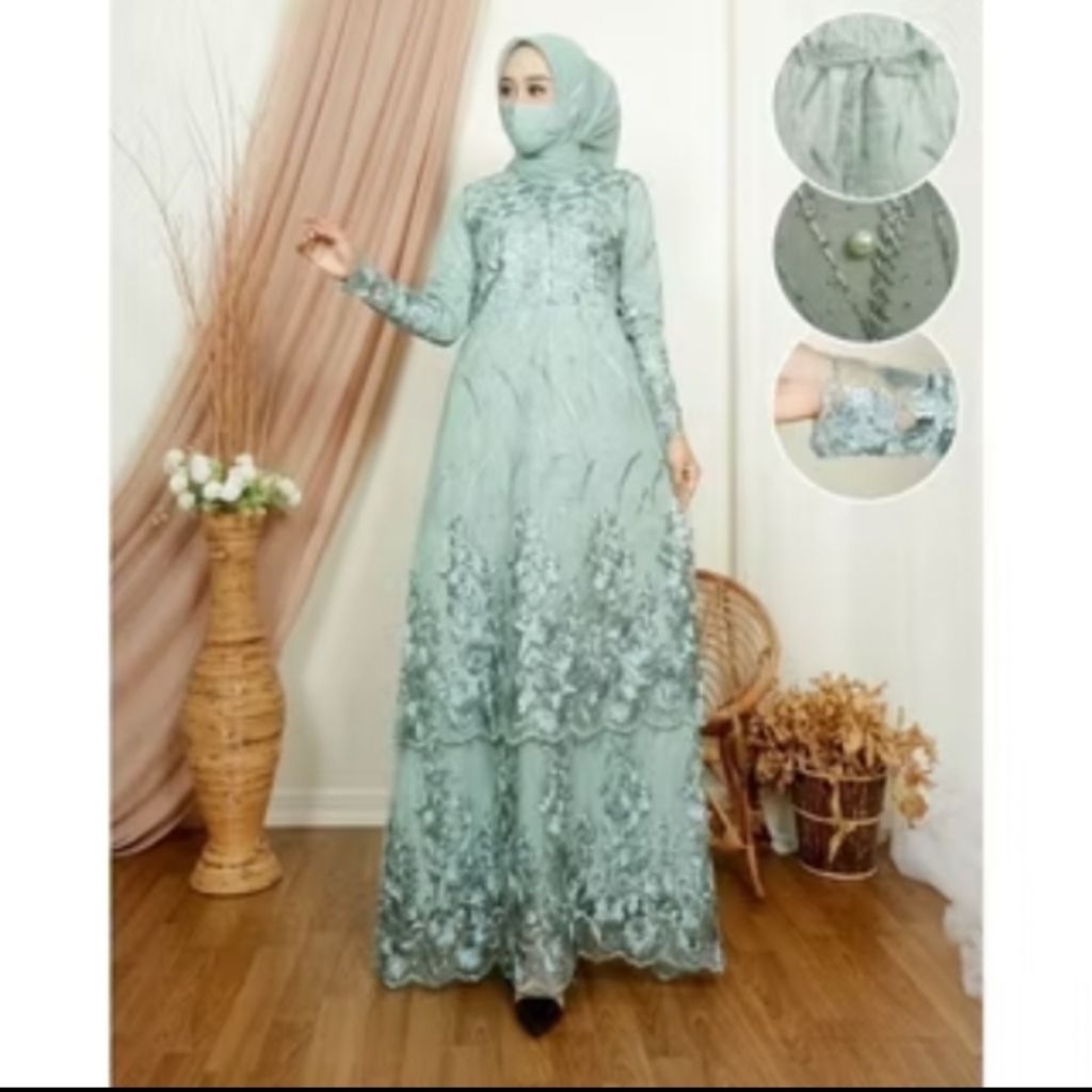 #Maxi Namira#Gamis brokat tile tingkat Malaysia terbaru#Gamis hajatan#Maxi gamis