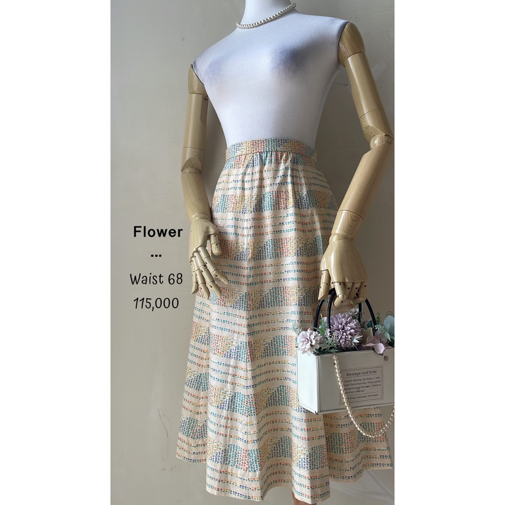 Rok midi skirt katun motif bunga kecil lucu premium murah vintage unik cantik