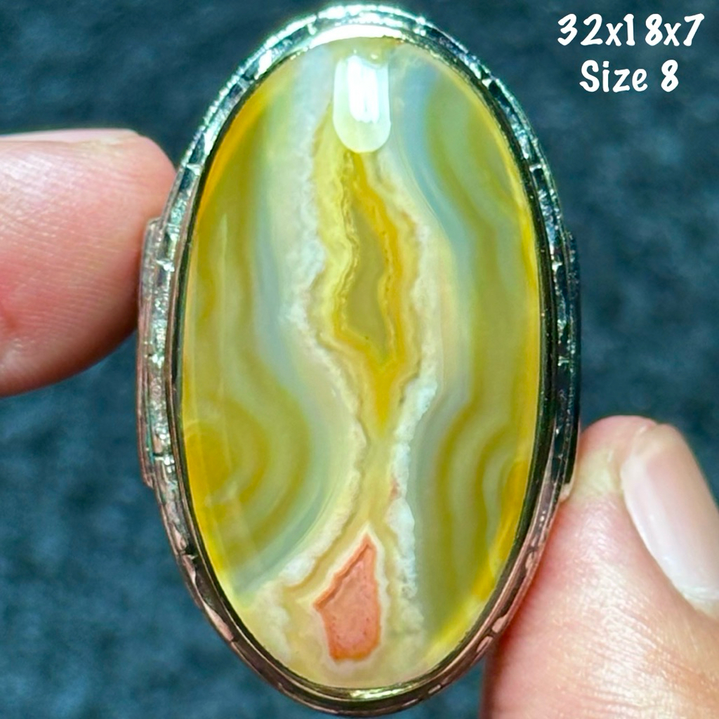 Cincin Batu Akik Natural Baturaja Junder Api Jumbo Kristal (asli alam)