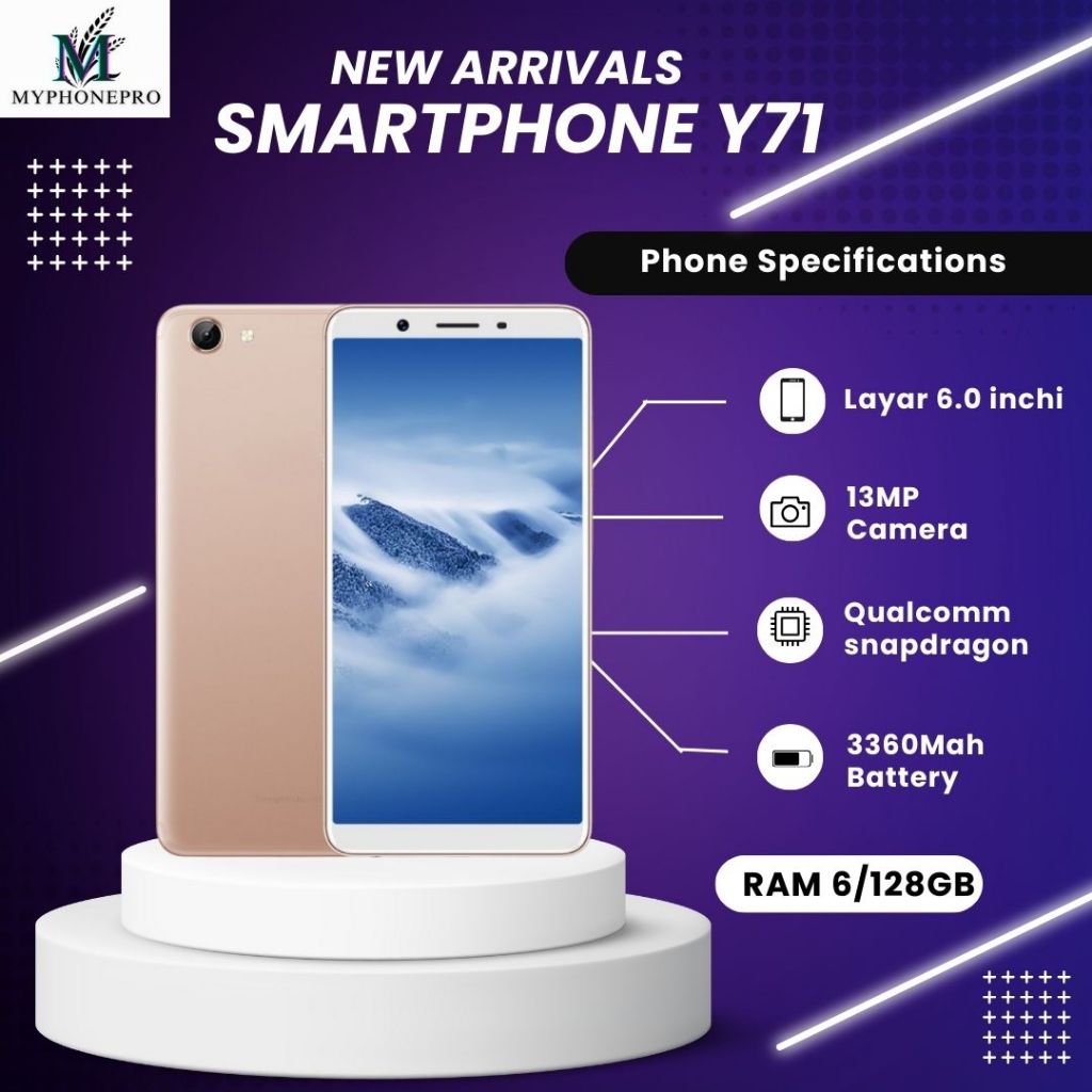 HP Vivo Y71 Ram 6 Rom 128 Gb Garansi 1 Tahun Baru Fullset Termurah