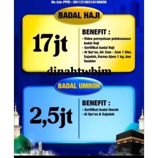 paket badal haji/umroh (isi paket Alquran dll)