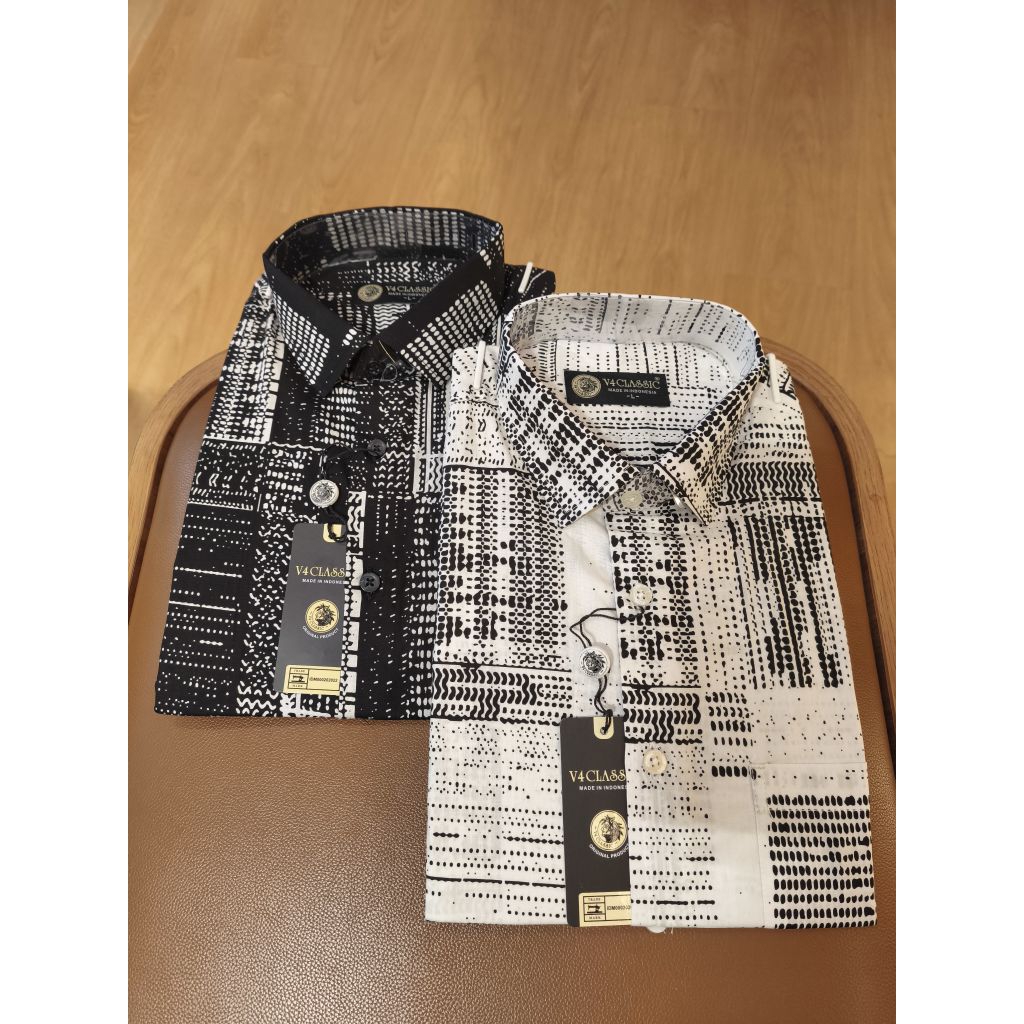V4 Classic - Kemeja Pria Katun Lengan Pendek - M L XL - V4S012