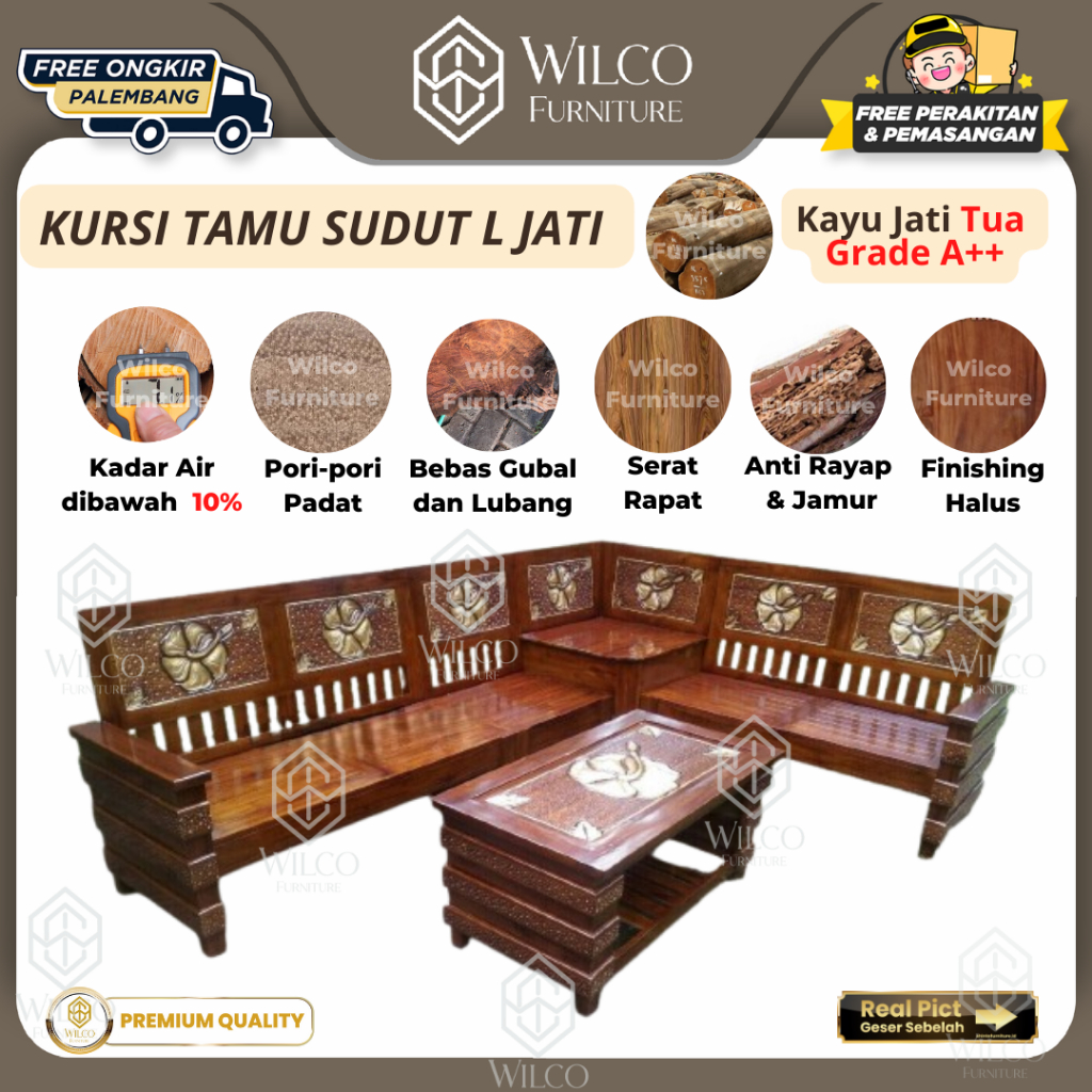 Kursi Tamu L Sudut Jati Minimalis | Sofa Kursi Ruang Tamu L Sudut Jati
