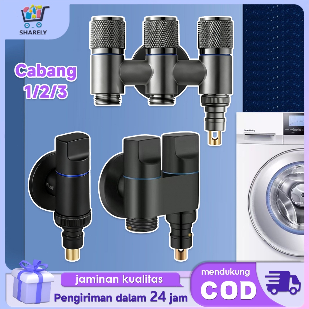 Keran Mesin Cuci Stainless Steel Cabang 3/2/1 Keran Air Mesin Cuci Menghentikan Air Otomatis