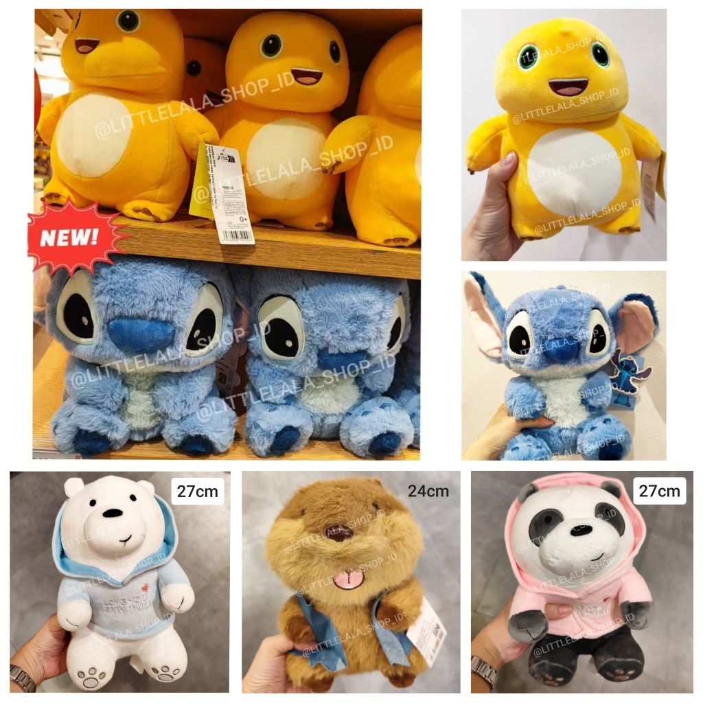 Boneka Lilo & Stitch/boneka dino kuning Nailoong Bodoque/Dino yellow plush & Stitch miniso/maskot ba