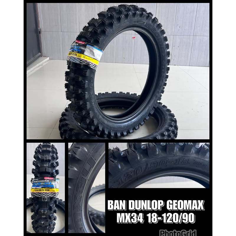 [ORIGINAL] Ban Luar Motor Trail Dunlop Geomax MX34 - 120/90 Ring 18