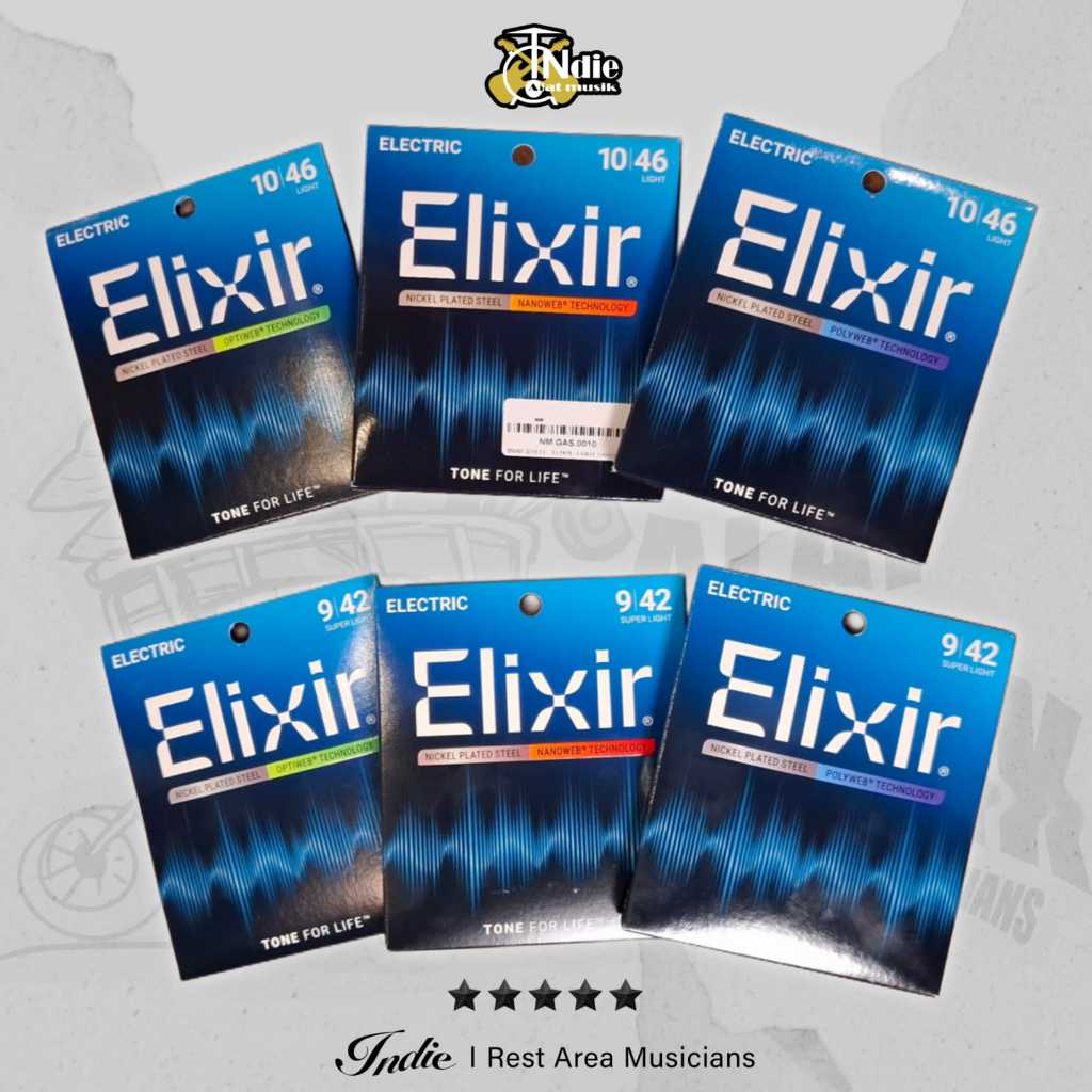 Senar Gitar Elektrik ELIXIR Nanoweb Polyweb Optiweb