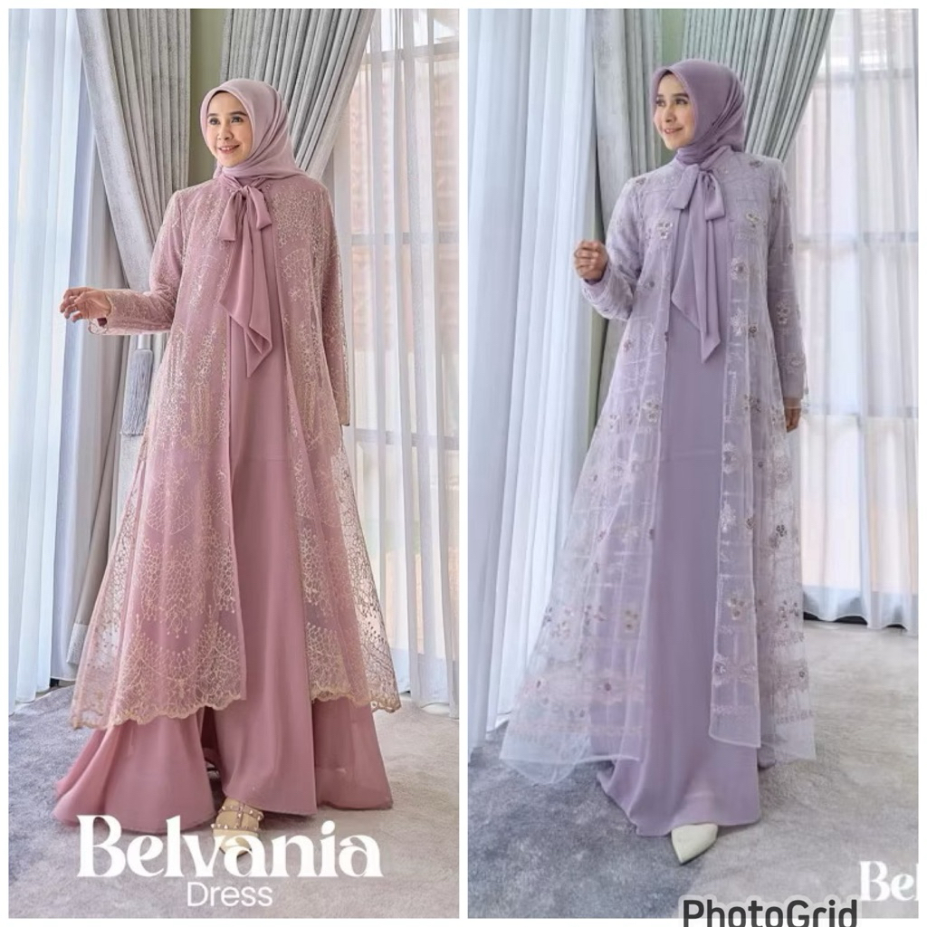 BELVANIA DRESS MAREVI 2 in 1 STANDAR & JUMBO BRUKAT KONDANGAN & MEWAH PREMIUM