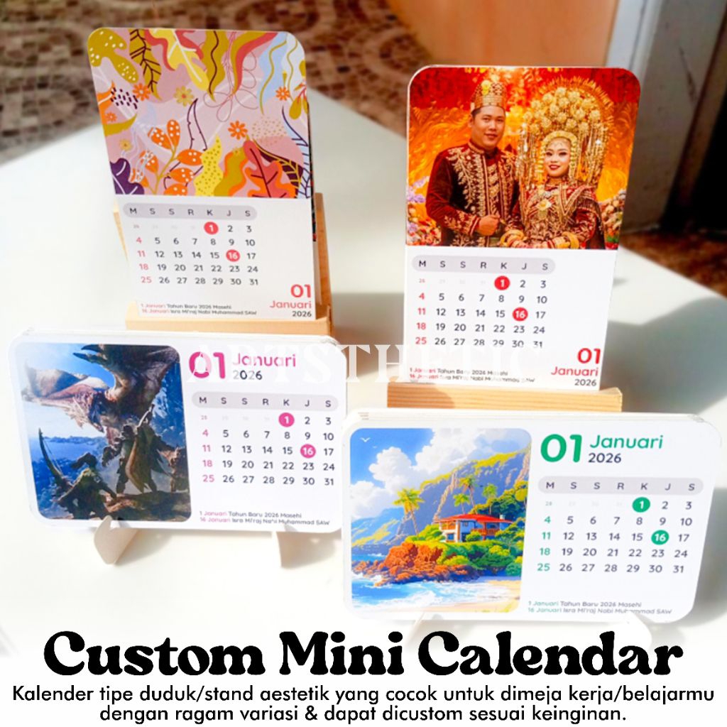 Custom Mini Kalender 2026 | Kalender duduk 2026 | Mini kalender