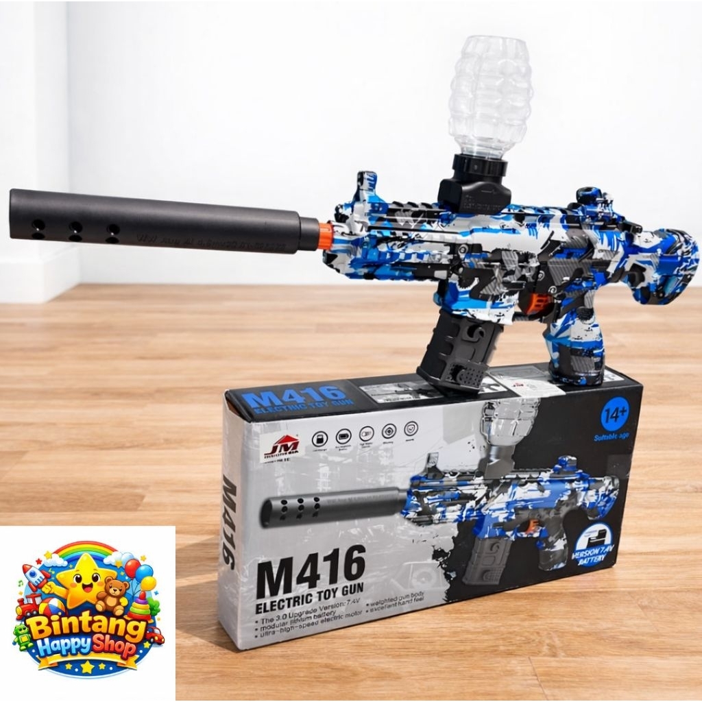 Mainan Tembakan Anak M416 Gel Bullet Gun Blaster V3 7.4Volt
