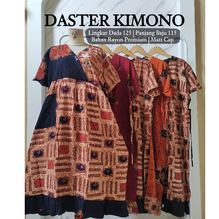 Daster Kimono Saku Batik Cap Aan Rayon Premium Tebal Halus Lembut Dingin Baju Tidur Dewasa