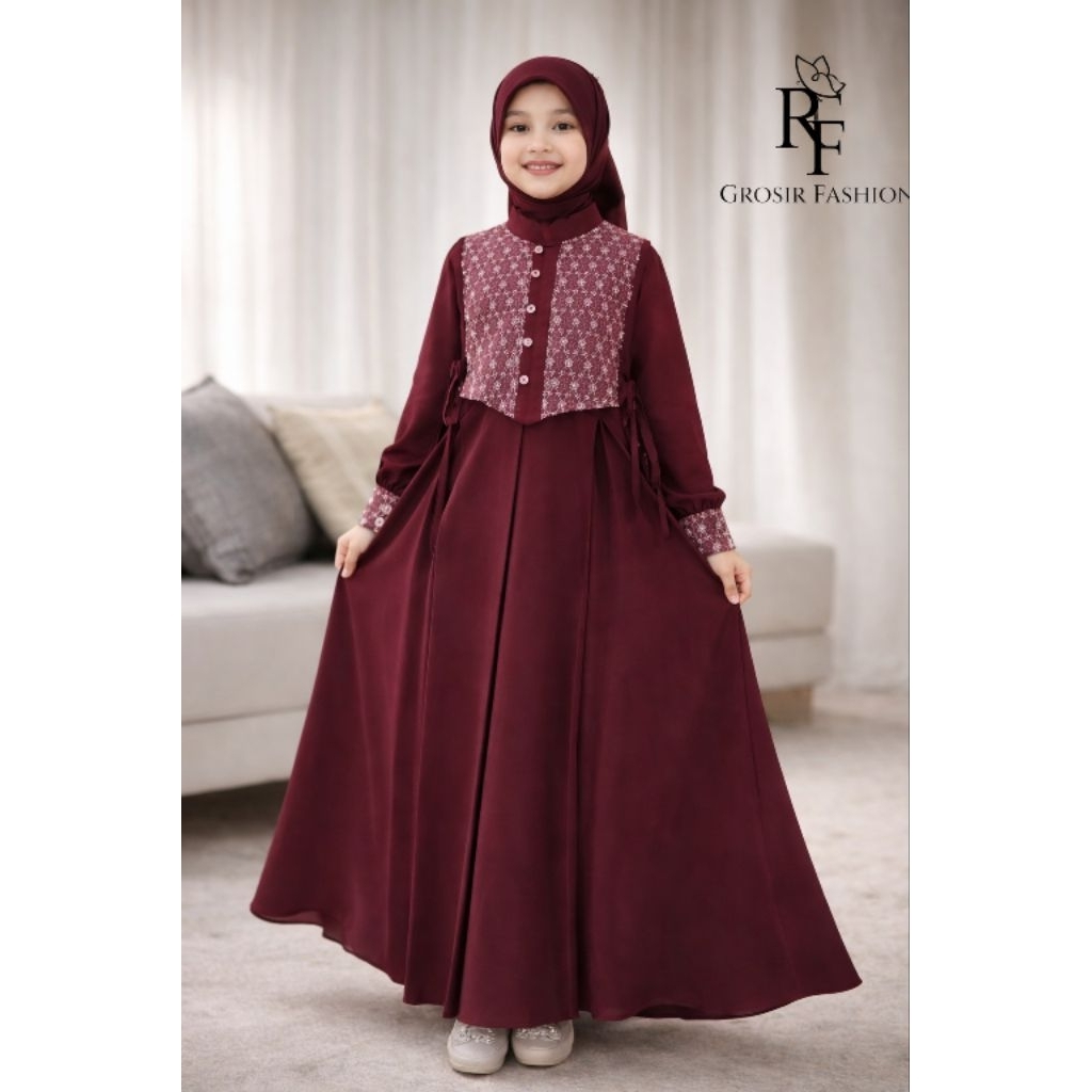 Gamis Shabira Brokat Couple Only Kids Crinkle Airflow Brokat//Gamis Shabira Anak Crinkle Terbaru