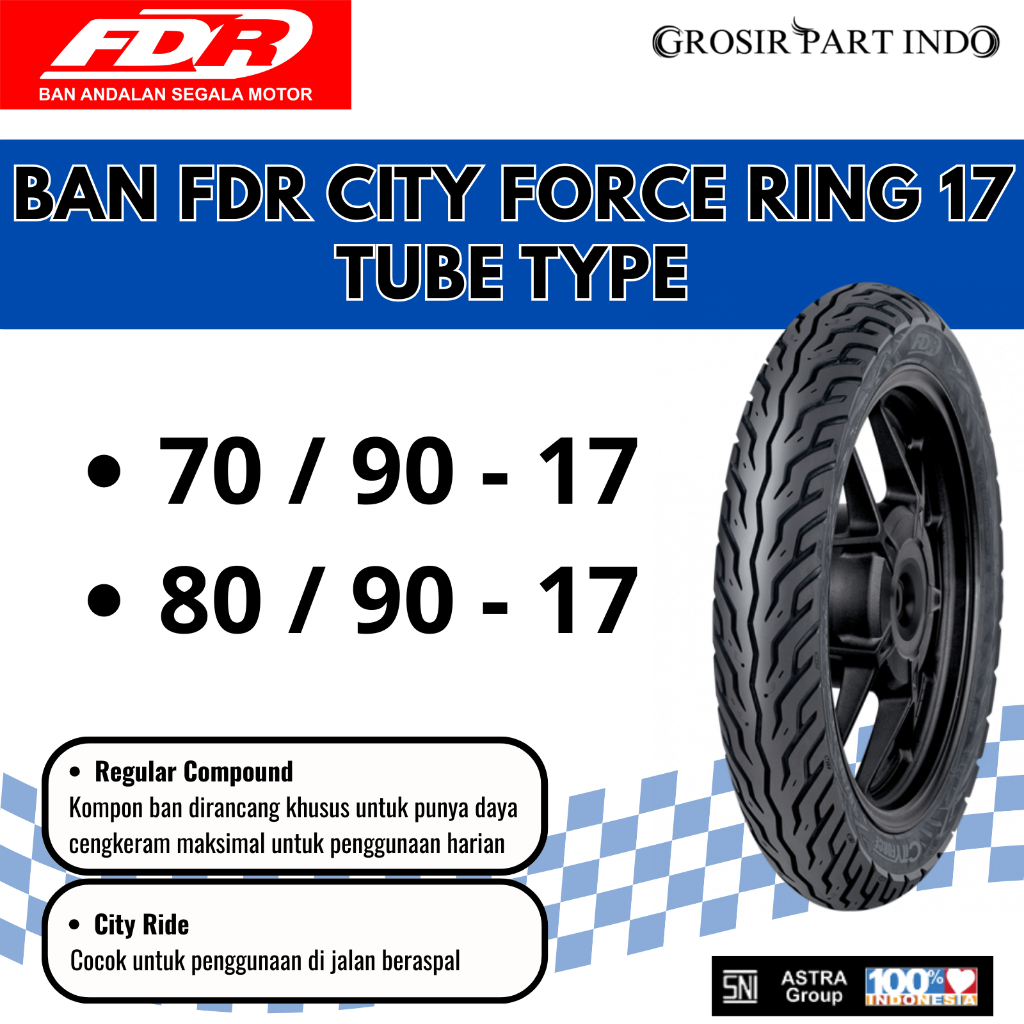 Ban Motor FDR City Force Ring 17 Tube Type 70/90 17 80/90 17 Original