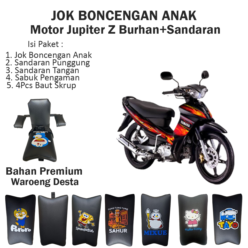 Jok Boncengan Anak Motor Jupiter Z Burhan Plus Sandaran