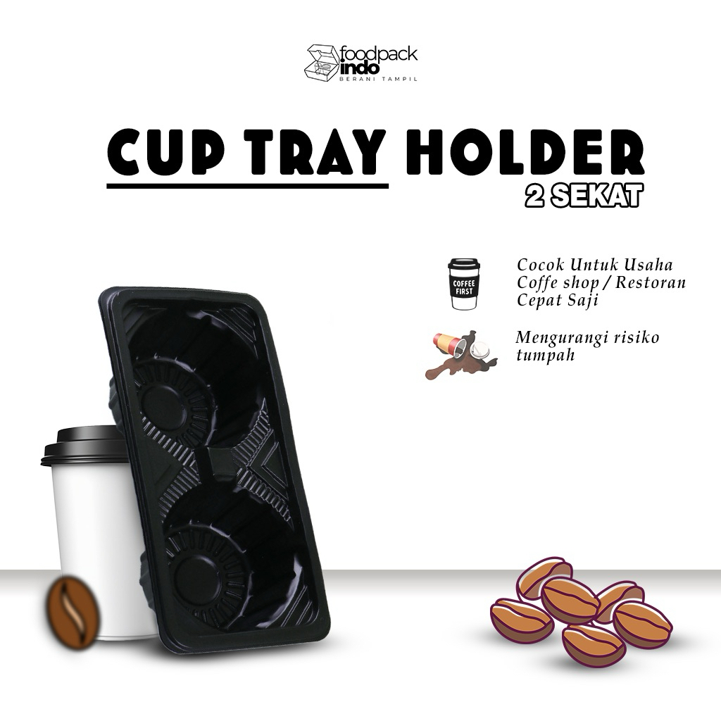 Drink Tray Take Away  Persegi Panjang Isi 2 Cup Tatakan Gelas Minuman Plastik Cup Tray Holder