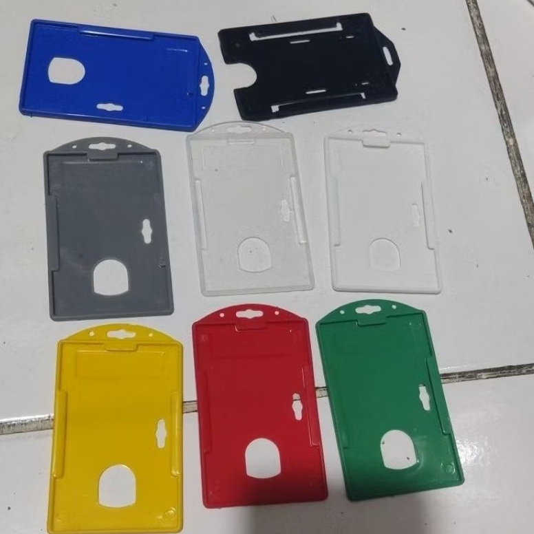 Casing holder Kartu ID Card Plastik hitam , hijau, merah, kuning, Biru, Transparan, Tahan Lama