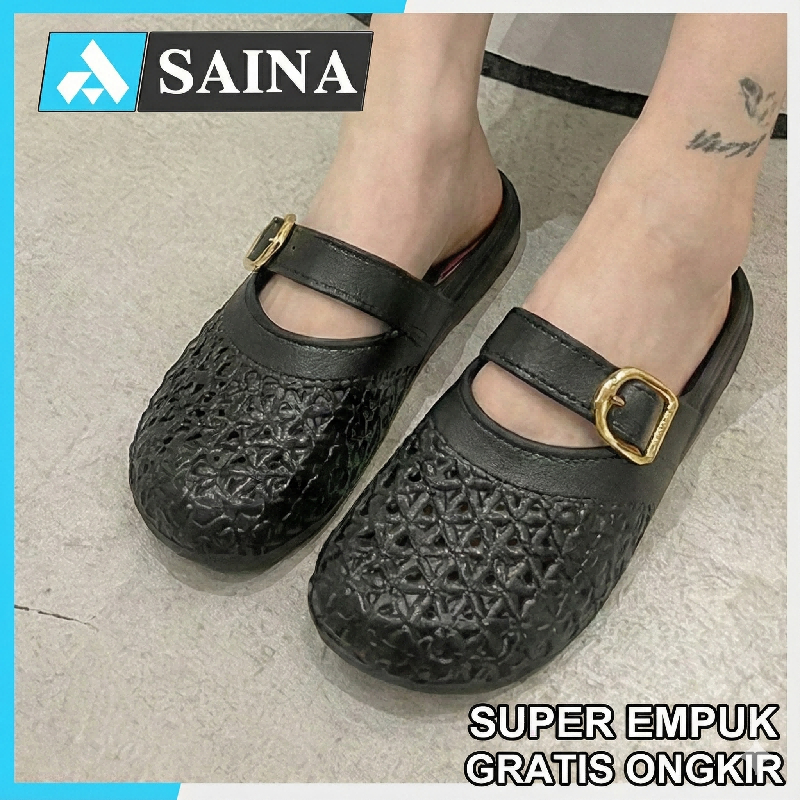 Sandal Selop Wanita Elegan Jaring Lucu Sendal Slip On Cewek Flat Shoes Korea Santai Rumah