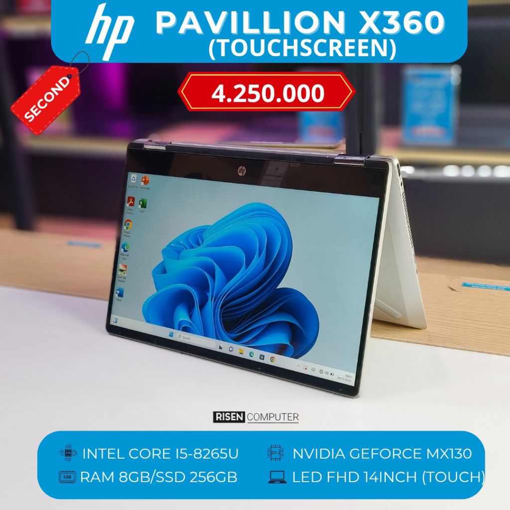 HP PAVILION X360 CONVERTIBLE 14-DH0037TX TOUCH Intel Core I5-8265U RAM 8GB SSD 256GB FHD 14inch Note
