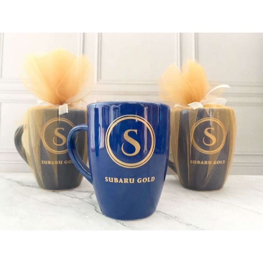 Souvenir gelas mug / cangkir keramik 400ml plus cetak sablon custom nama dan logo