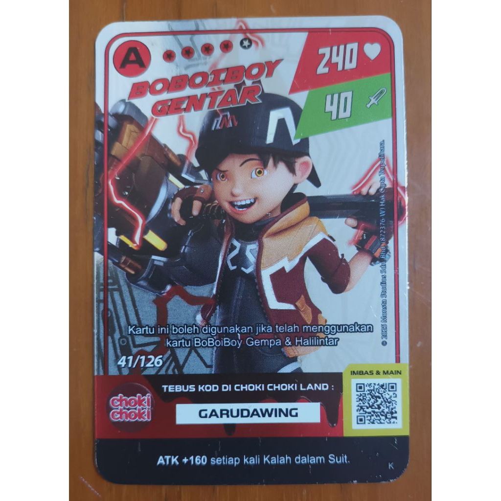 Monsta Galaxy Card Boboiboy Choki Choki Boboiboy Gentar Tier A