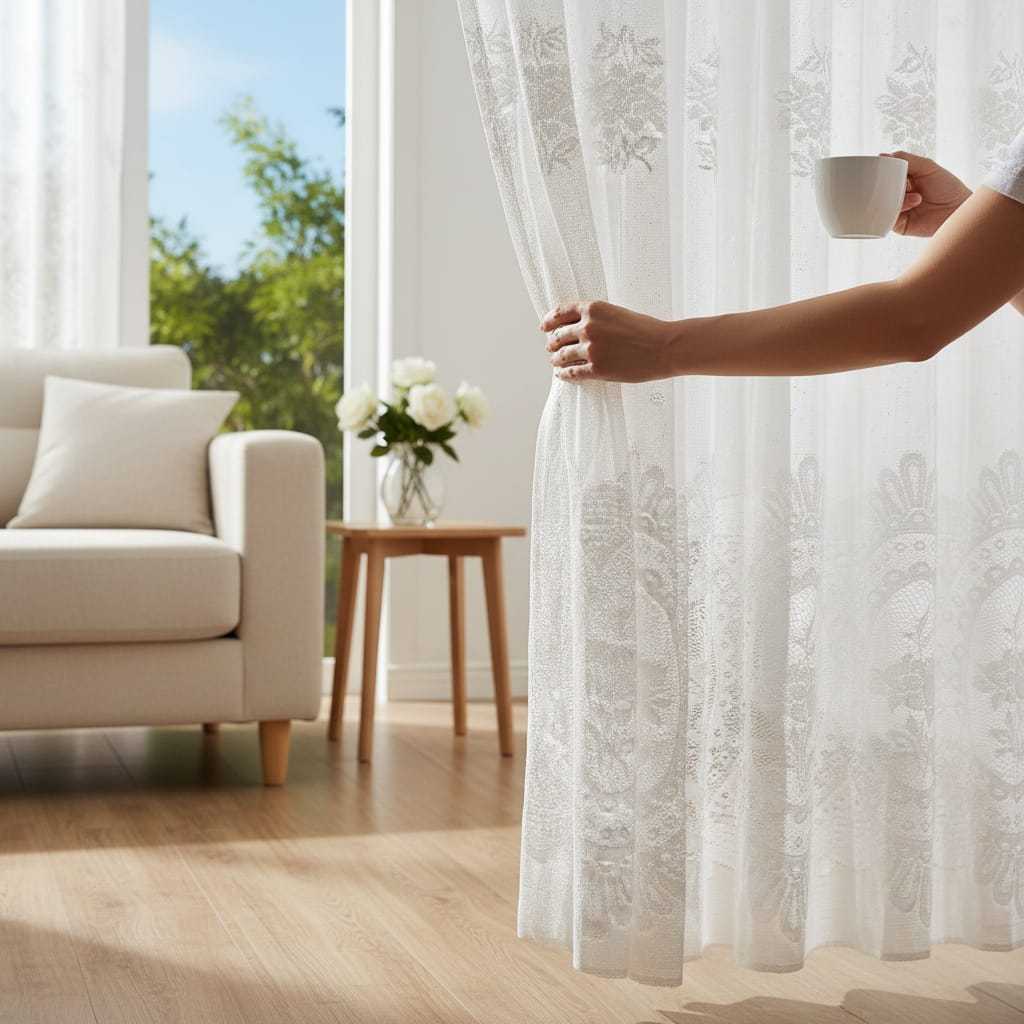 Tirai Vitras Gorden Transparan Jendela Aesthetic Elegan Minimalis