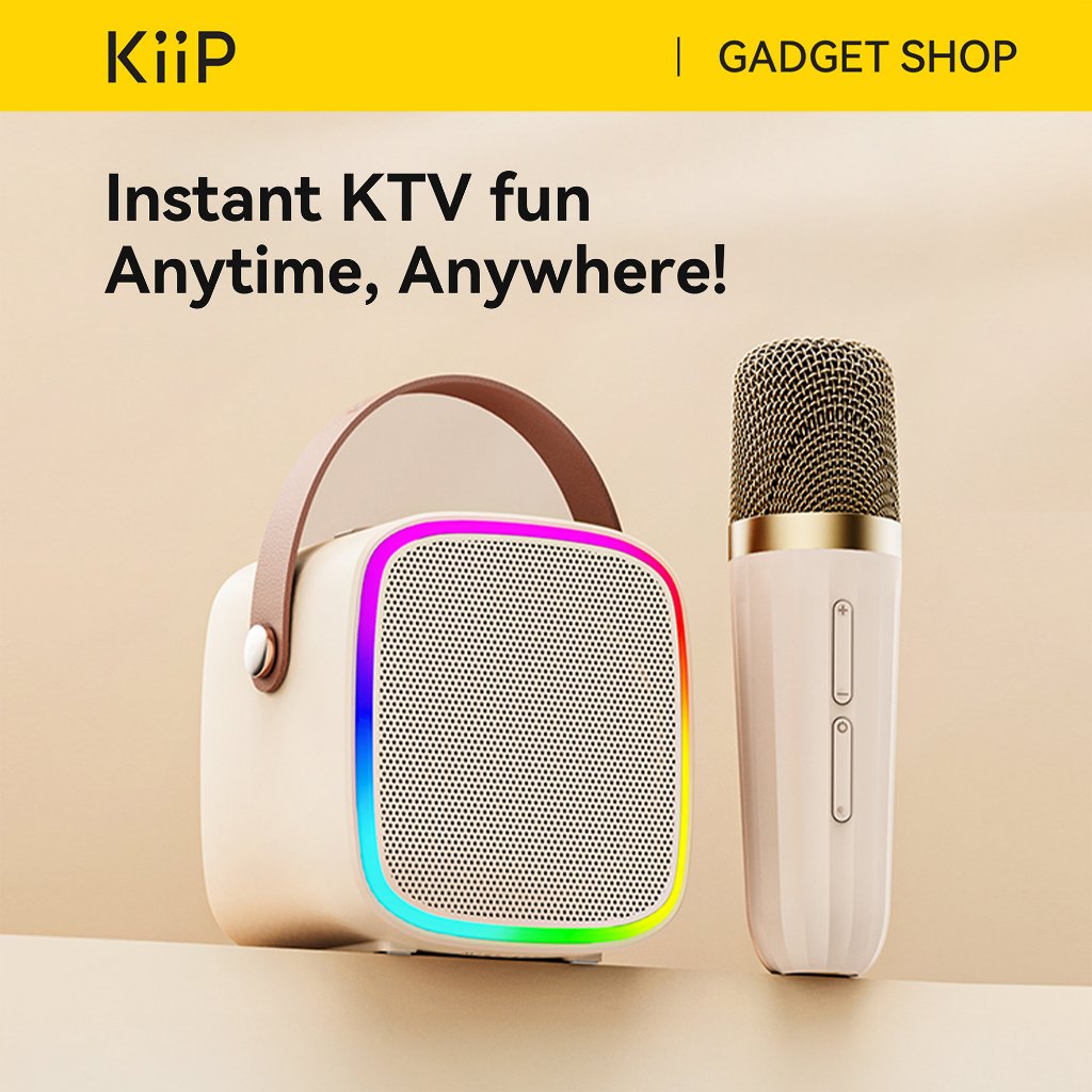 KiiP Wireless Y8 Bluetooth Portable Karaoke Wireless Speaker With Microphone RGB Audio Stereo