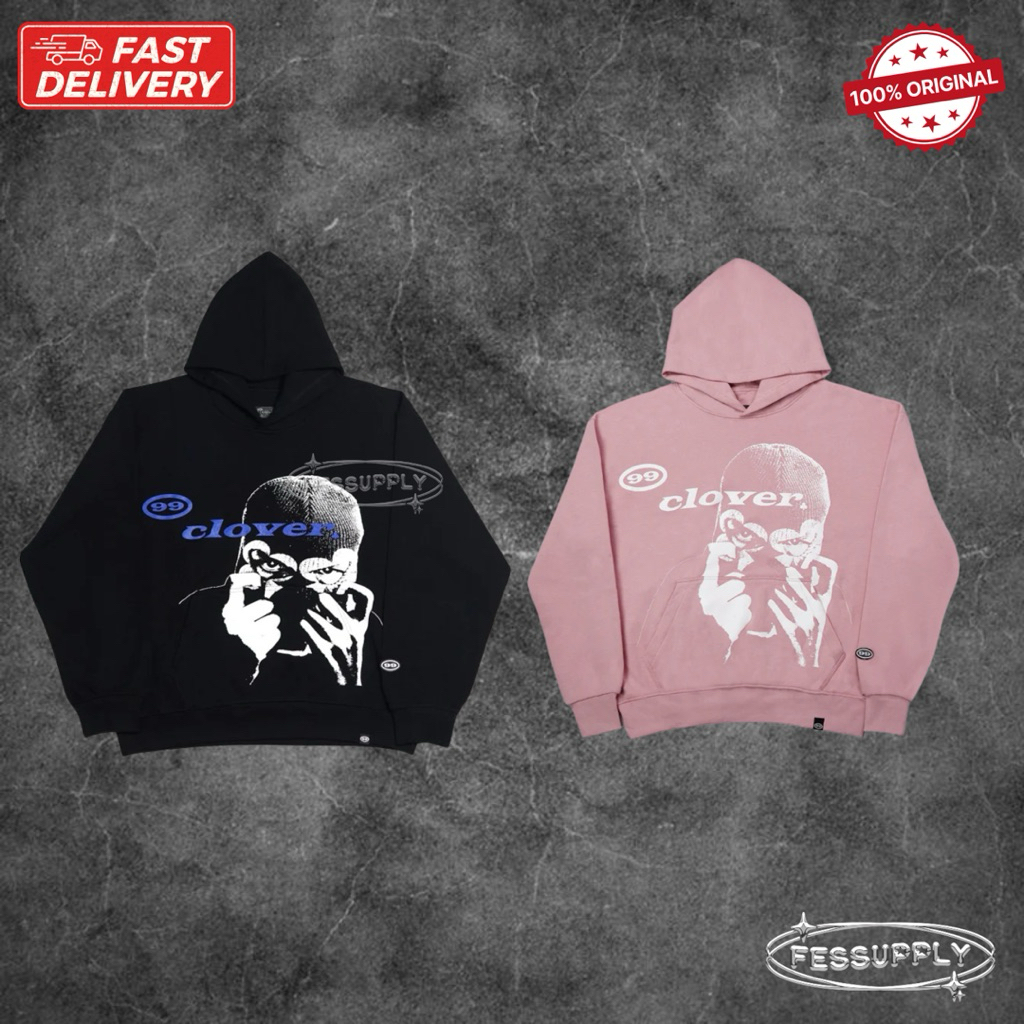 [ORIGINAL 100%] 99clover "clover vision" hoodie black oversize