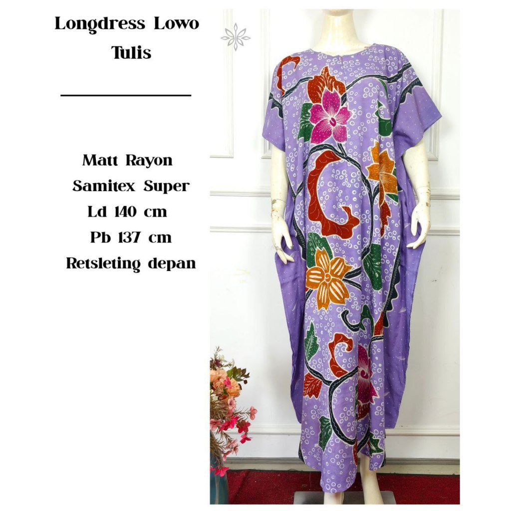 Longdress Lowo Bunga Batik Tulis Kombinasi Batik Cap