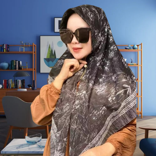 Hijab zipper resleting instan motif voal premium