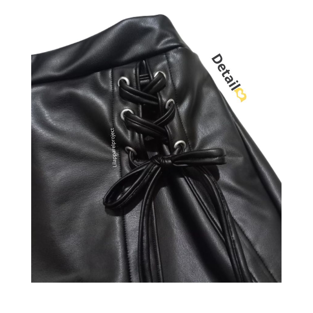 Leather skort / rok celana kulit / fashion wanita / fashion perempuan / premium outfit
