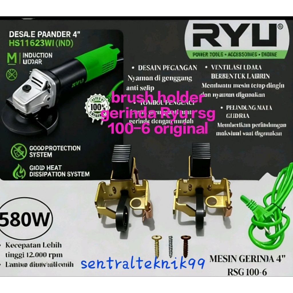 brush holder+carbon brush gerinda Ryu rsg 100-6 original
