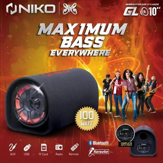 GL10. NIKO GL 10 Subwoofer Car Speaker 10 inch 100 Watt - Speaker Tabung 10inch Speaker Aktif 10inc 