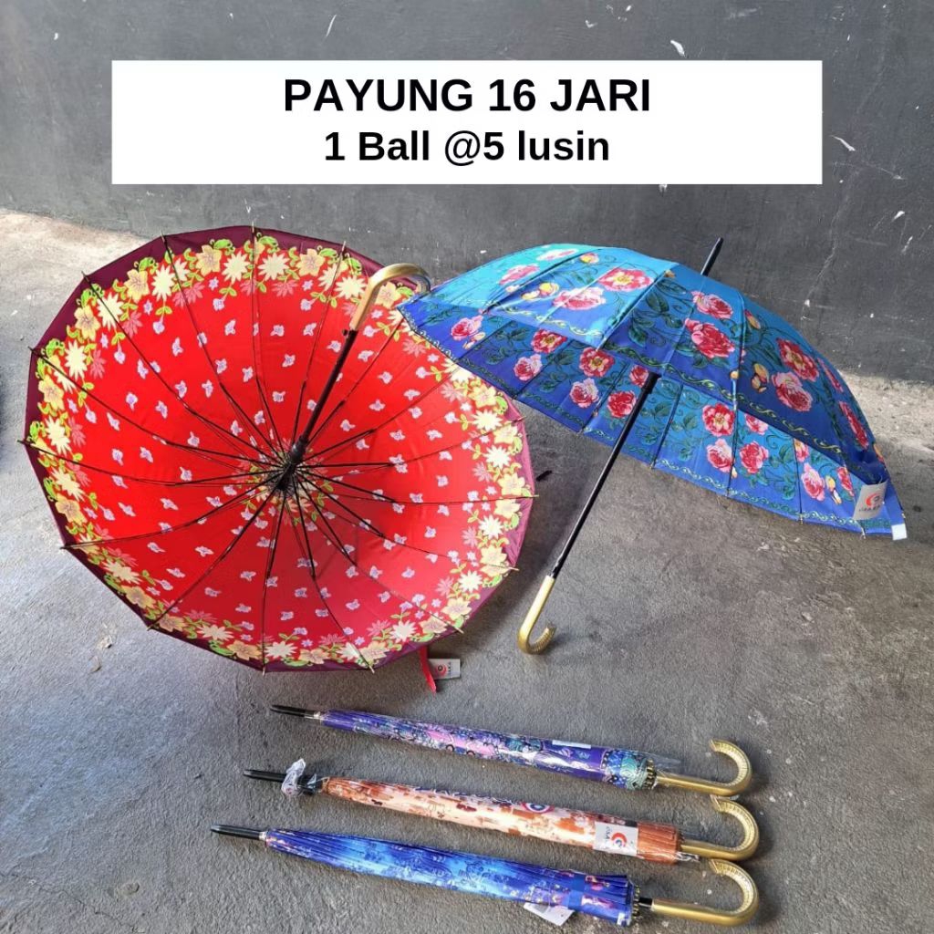 Payung Dewasa 16 Jari Kain Saten Premium