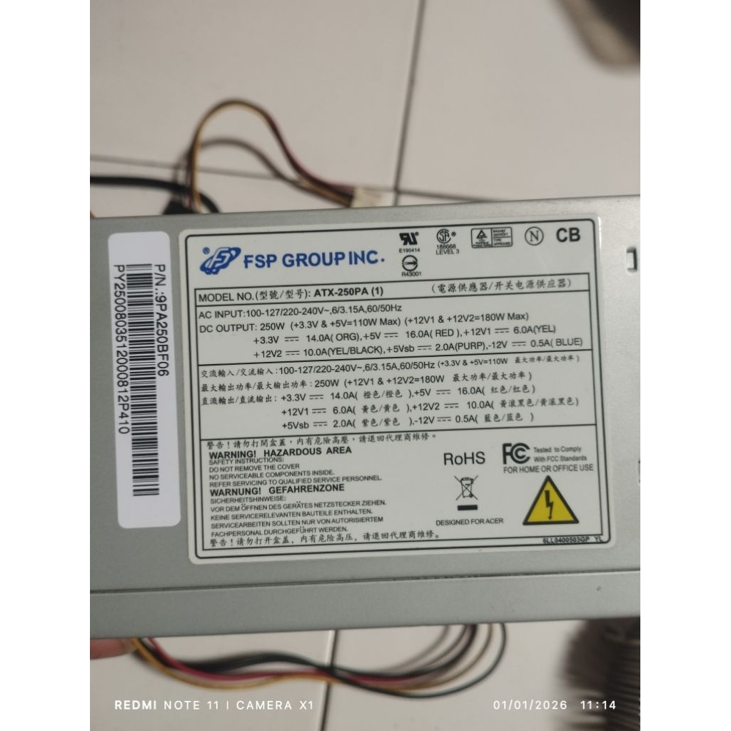 Psu komputer, merk FSP GROUP, second normal
