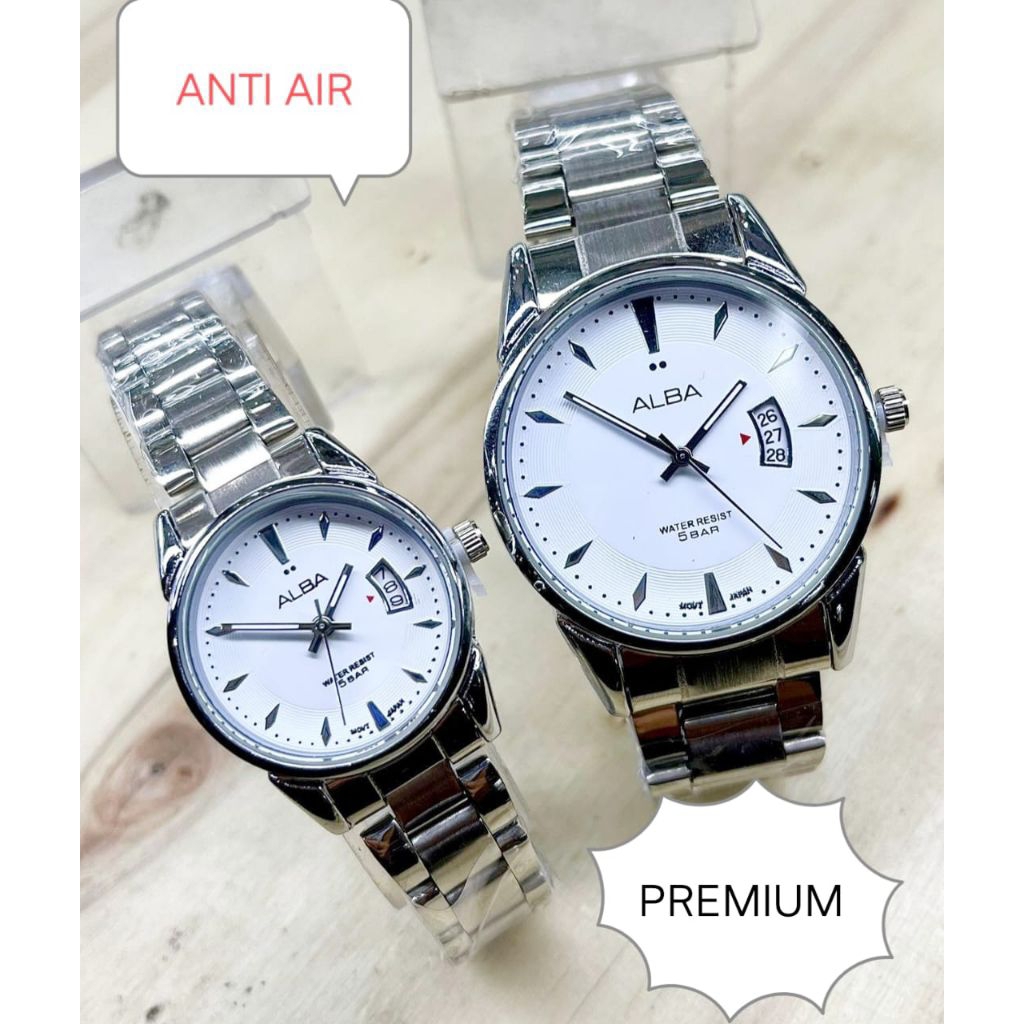 Jam Tangan Alba Couple Rantai Stainles // Jam Tangan Pria Wanita Terbaru Anti air