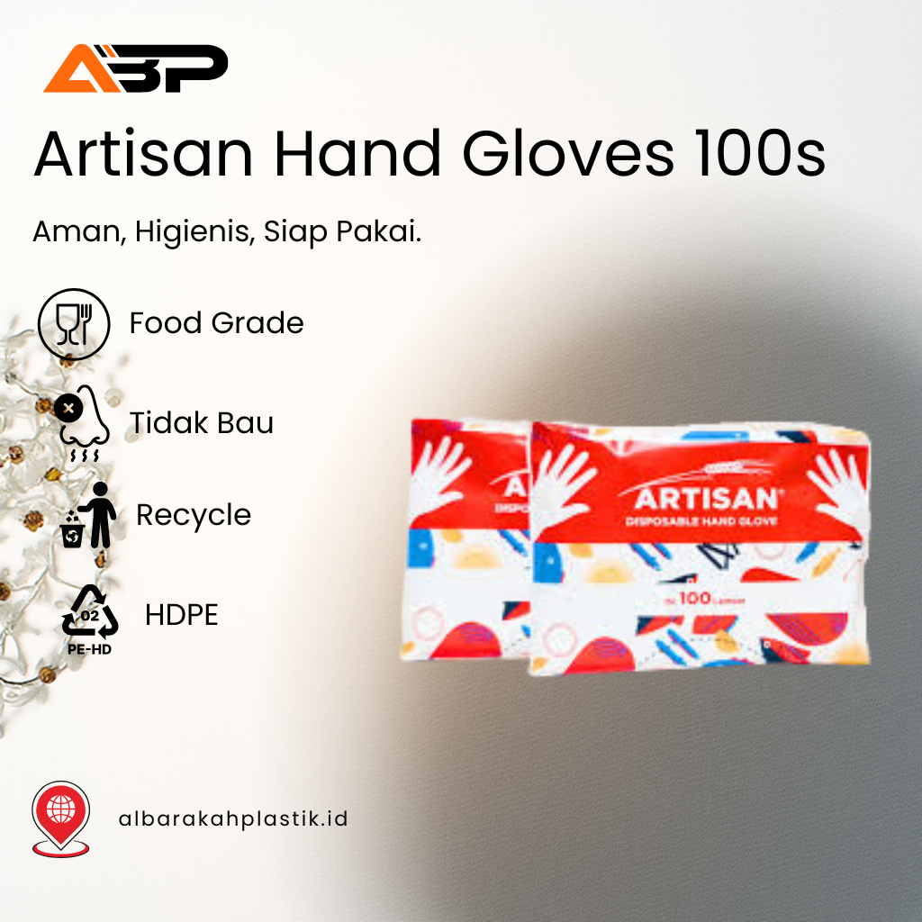 [ISI 100 PCS] Sarung Tangan Plastik ARTISAN - Sarung Tangan Plastik Serbaguna & Aman Makanan