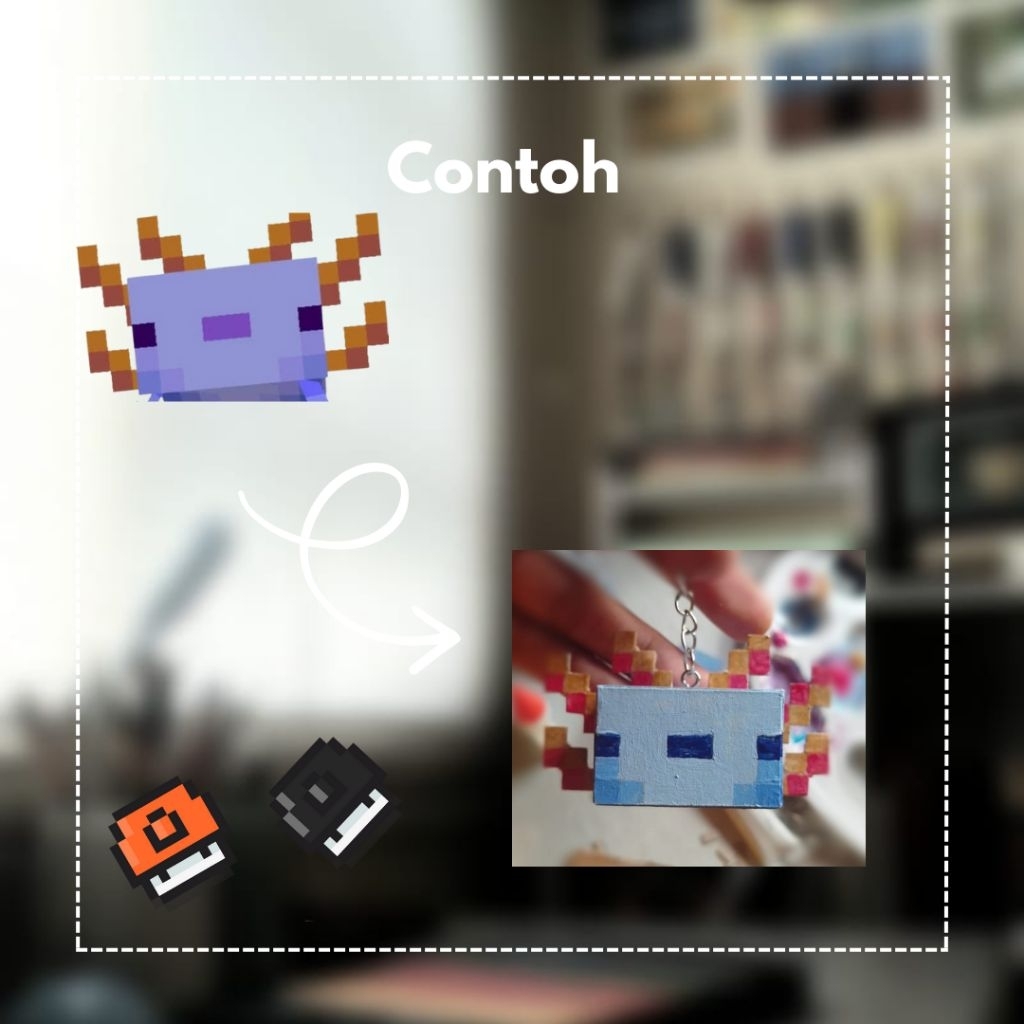 gantungan kunci Minecraft Commis HANDMADE(buatan tangan) keychain mod Minecraft,axolotl