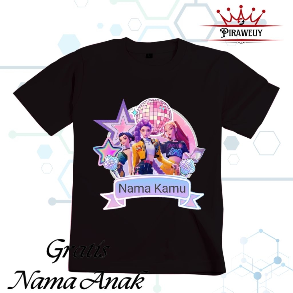 kaos Anak Karakter Huntrix Lucu l kaos anak TK SD Bisa Custom Nama