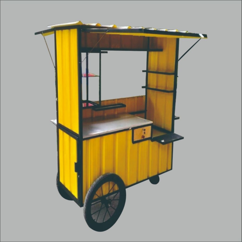 Gerobak dorong continer/ gerobak besi galvalum/rombong jualan/booth portable murah