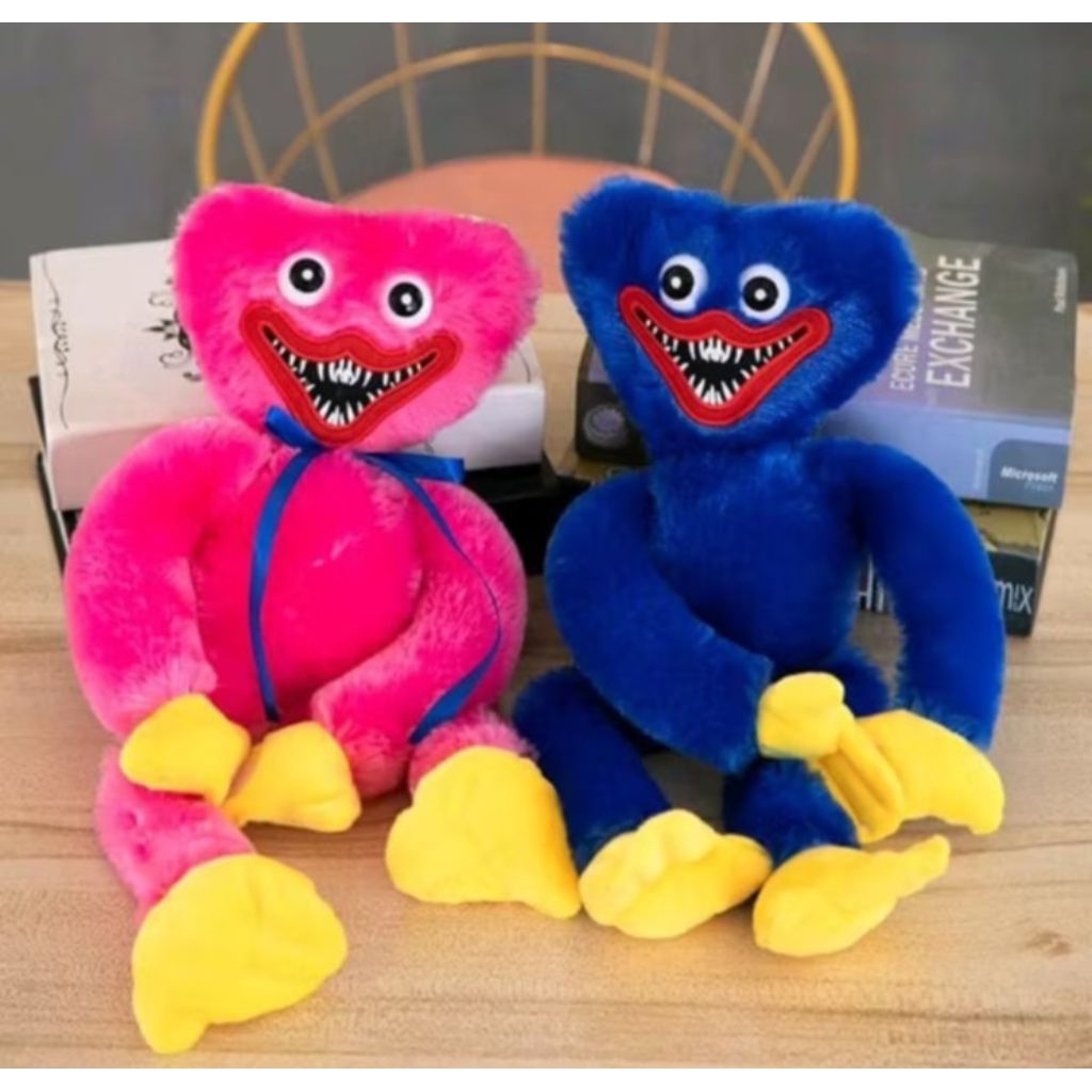 Boneka Huggy Wuggy Poppy Playtime Biru/Pink Ukuran 43cm