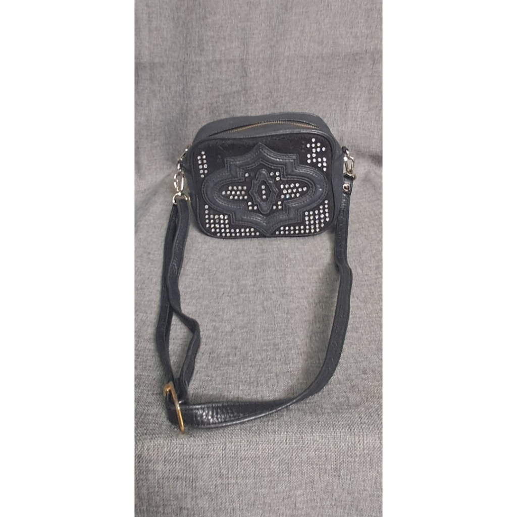 Slingbag hitam suede mix kulit Oriyani